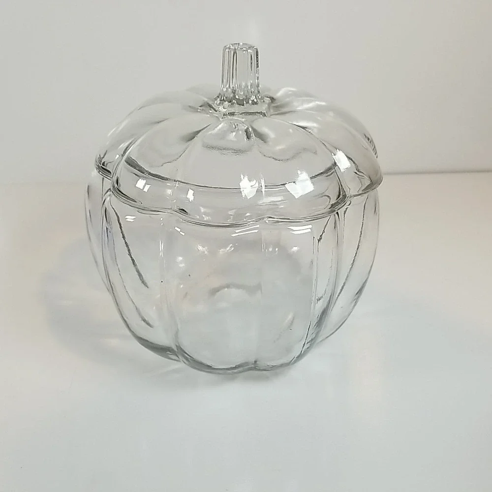 Jar with Lid Clear Glass Pumpkin Shape 70 oz. Anchor Hocking
